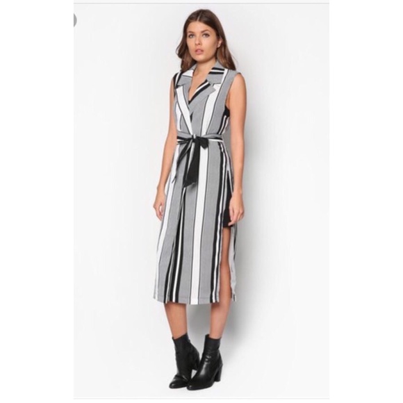 Topshop Jackets & Blazers - TOPSHOP SLEEVELESS STRIPED DUSTER JACKET